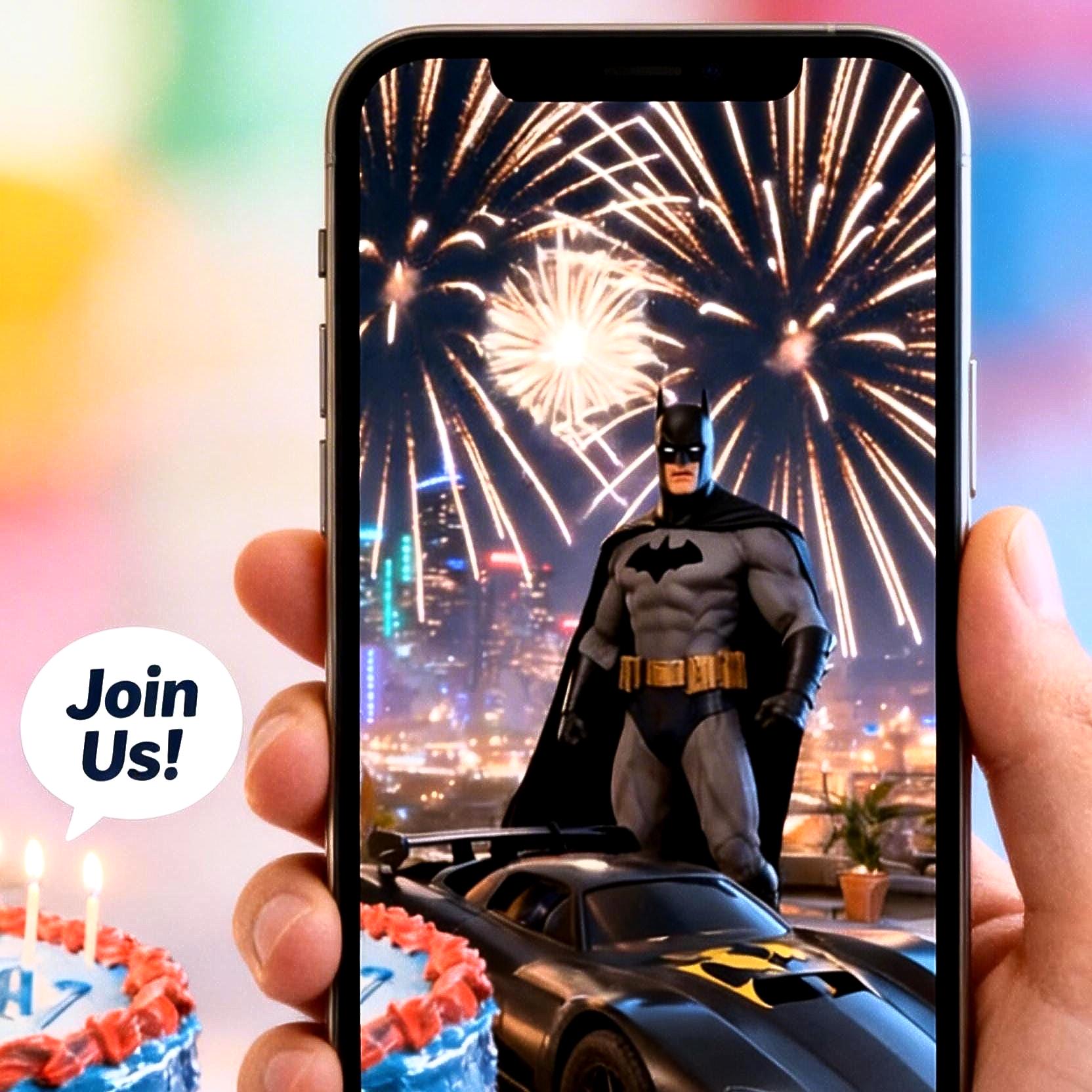 Spiderman & Superhero Birthday Invitation Video: Personalized Animated Digital Canva Mobile Invite