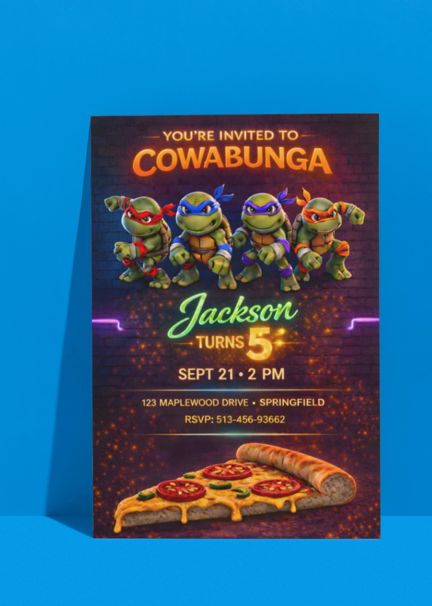 Invitación de cumpleaños de Ninja Turtles: invitación de fiesta imprimible, entrega rápida