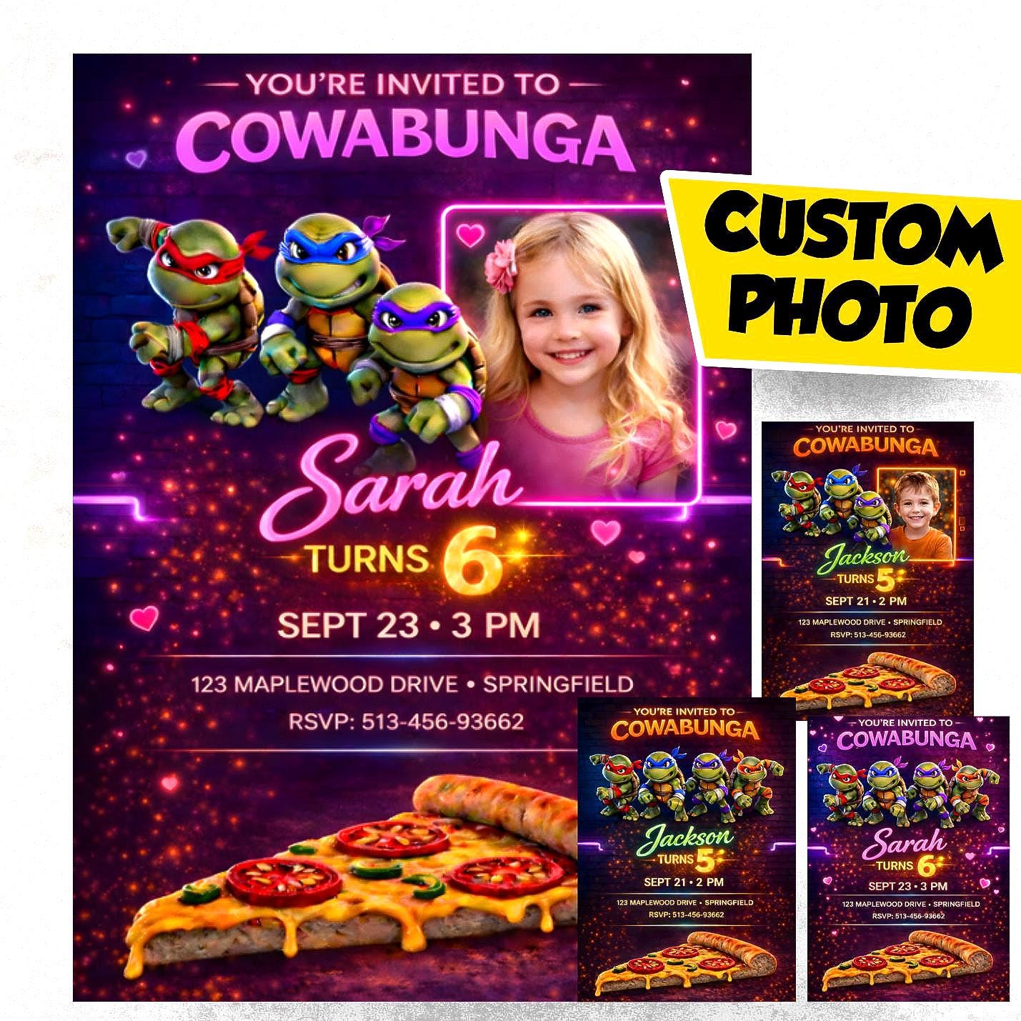 Invitación de cumpleaños de Ninja Turtles: invitación de fiesta imprimible, entrega rápida