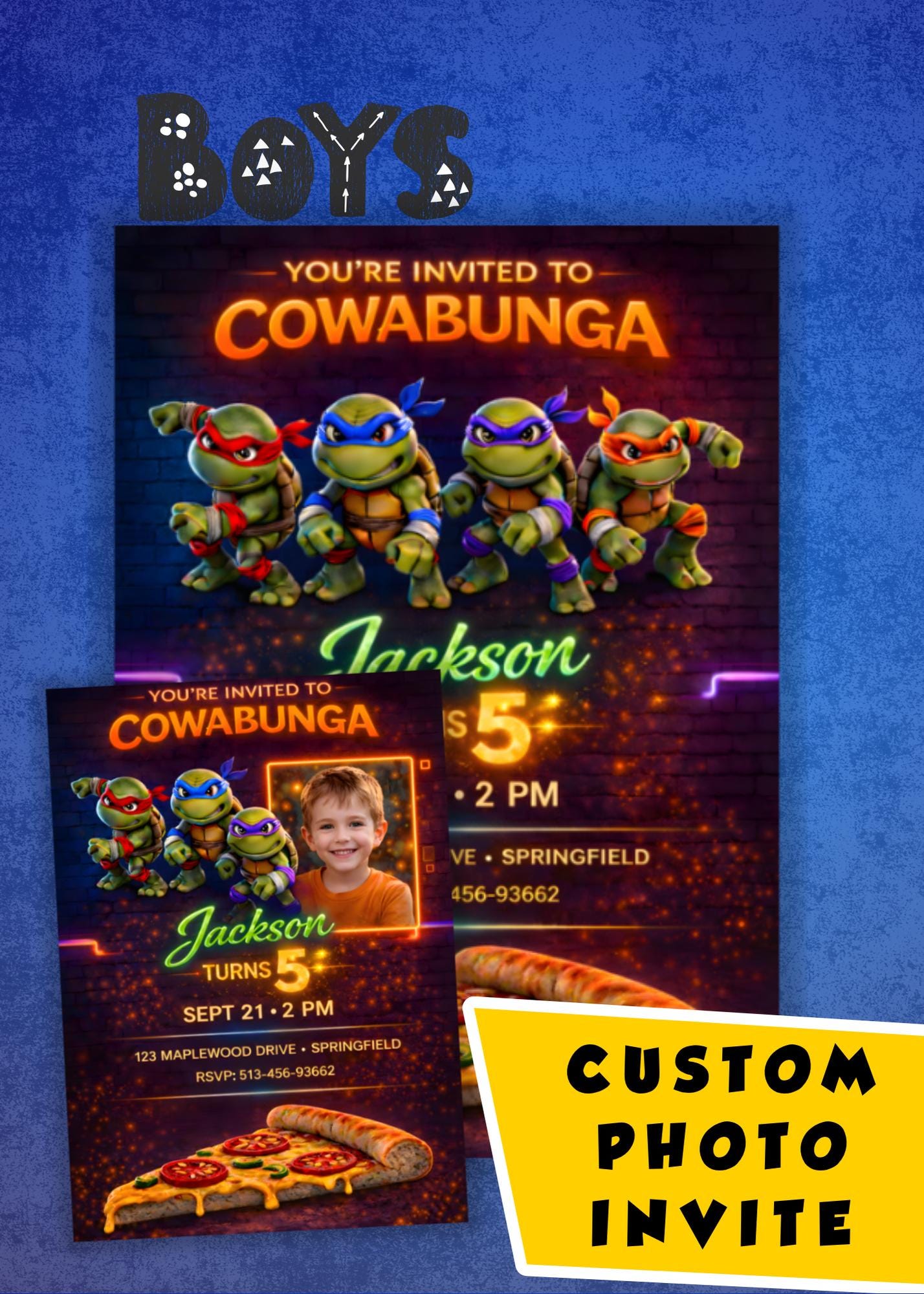 Invitación de cumpleaños de Ninja Turtles: invitación de fiesta imprimible, entrega rápida