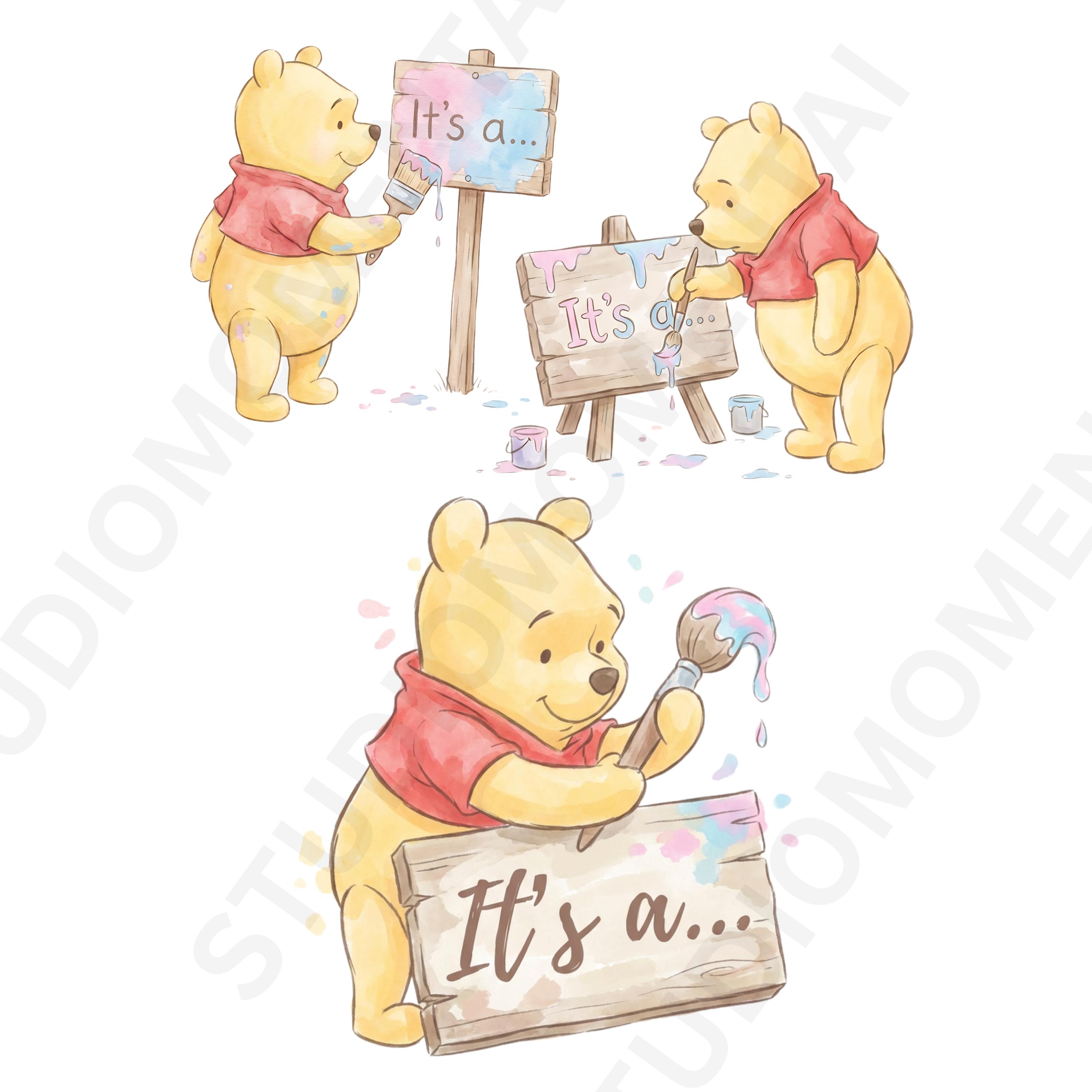 4000px 45x PNG Set Winnie the Pooh Birthday Cliparts |  Watercolor Digital Bundle, Baby shower Clipart ,Pooh and Friends