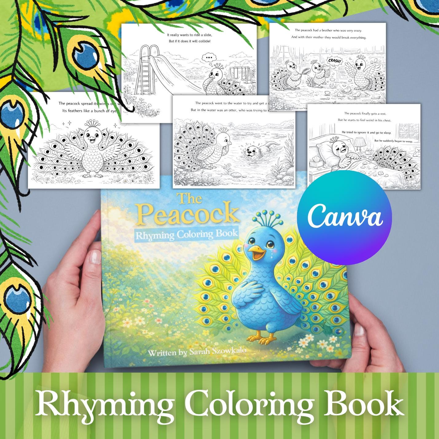 Kids Storybook: Printable Rhymes & Peacock Coloring Pages