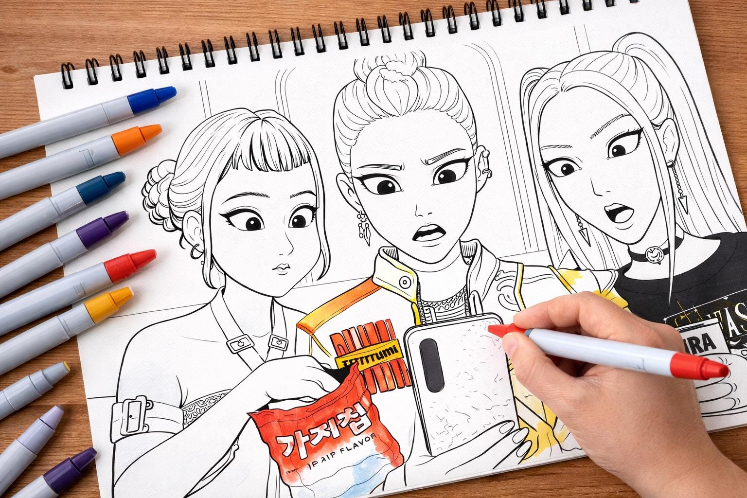 35x Kpop Demon Hunters Coloring Pages | Digital Coloring Book | Instant Download | Kpop Fan Art | Saja Huntrix Fans | Kids Birthday Activity
