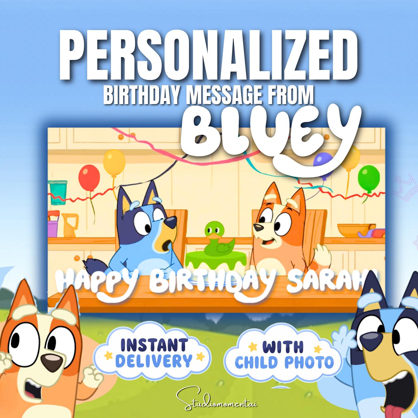 Bluey Birthday Video, Personalized Canva Template with Child Photo, Birthday Wishes from Bluey MP4