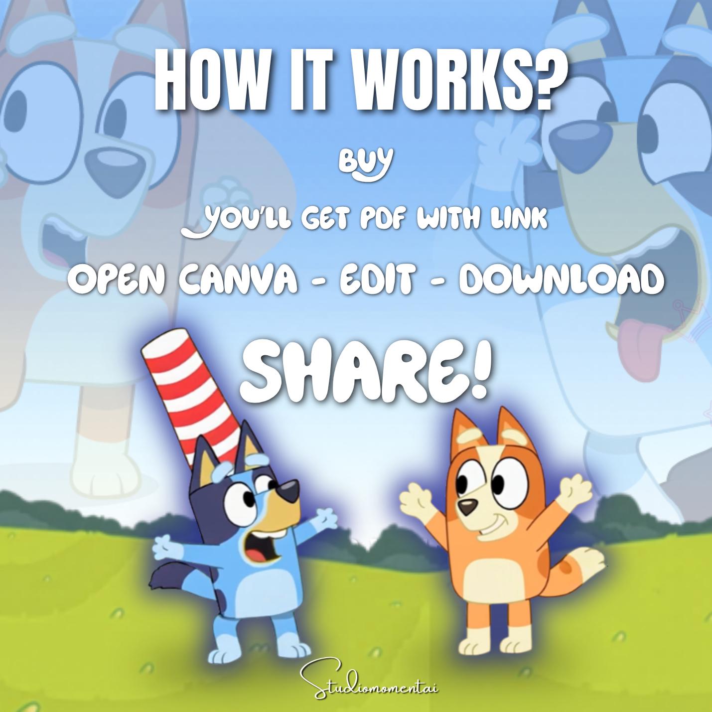 Bluey Birthday Video, Personalized Canva Template with Child Photo, Birthday Wishes from Bluey MP4