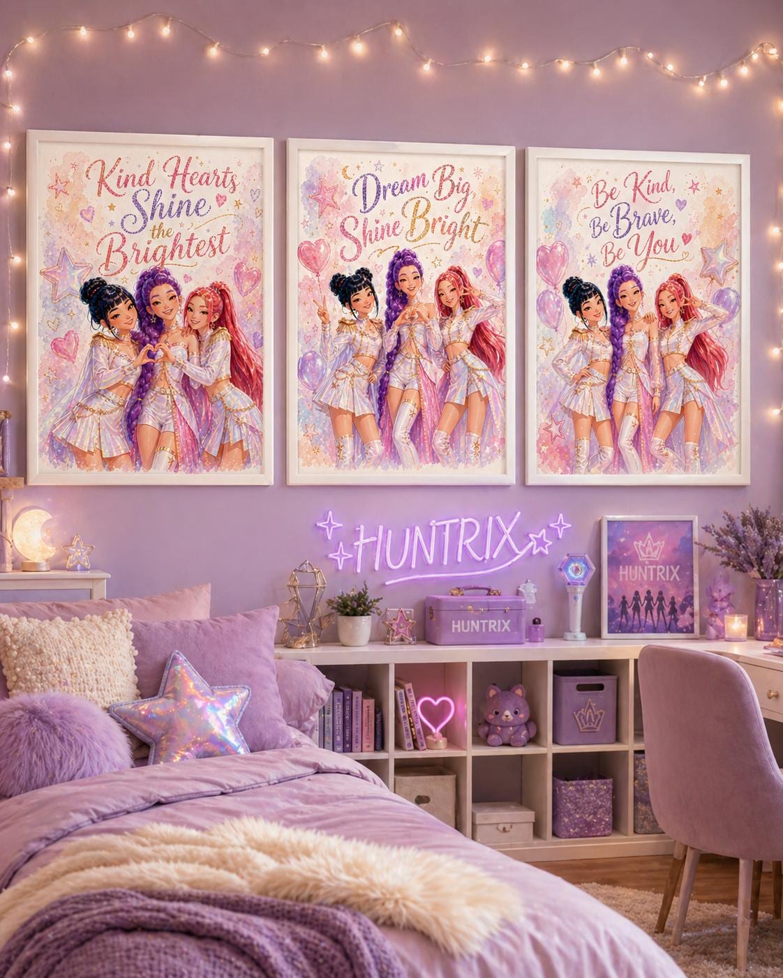 Lot de 3 affiches KPOP Demon Hunters, décoration murale A2 pour chambre de fille, impressions numériques inspirées de la K-pop et motivantes
