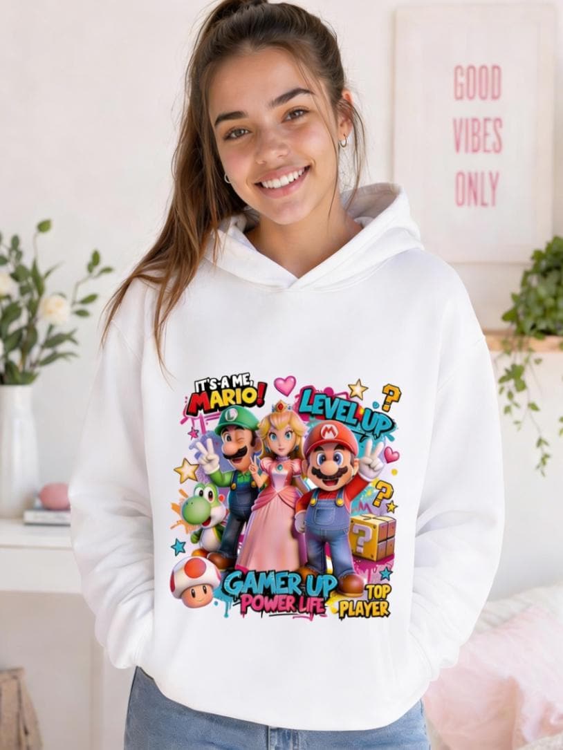 Diseño PNG de Super Mario y sus amigos - Archivo de sublimación Level Up Gamer Life, pack PNG de Super Mario, Luigi y la Princesa Peach con 3 tamaños incluidos