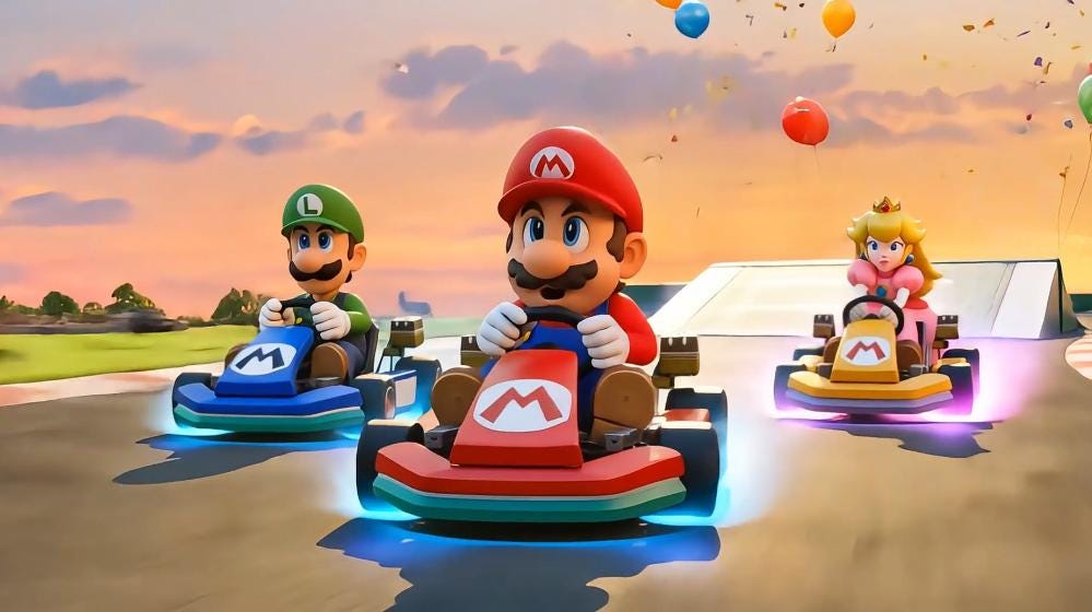 Video de cumpleaños de Super Mario Kart para niños, felicitación animada con coches de Mario y Luigi, regalo de cumpleaños, acceso instantáneo, plantilla digital de Canva