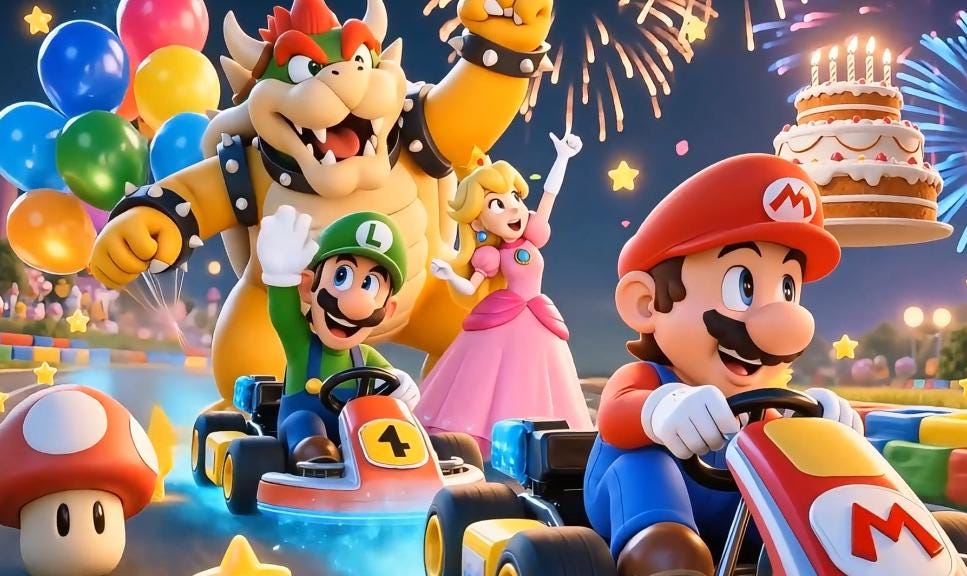 Video de cumpleaños de Super Mario Kart para niños, felicitación animada con coches de Mario y Luigi, regalo de cumpleaños, acceso instantáneo, plantilla digital de Canva