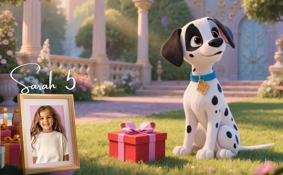 Descarga instantánea | Invitación de video de cumpleaños de 101 Dalmatians | Regalo animado de cachorrito | Añade la foto del niño/a y texto personalizado | Plantilla editable de Canva