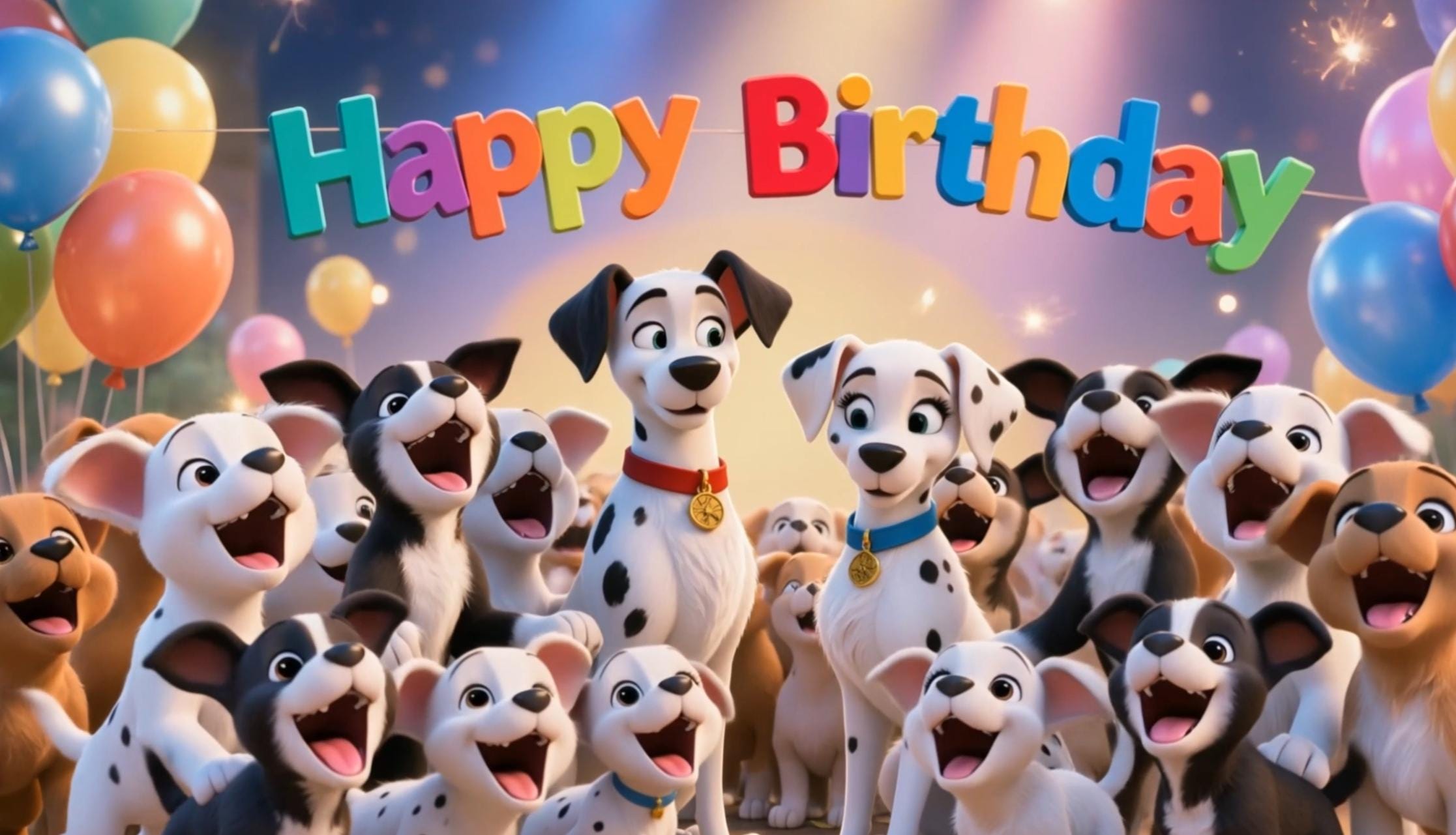 Descarga instantánea | Invitación de video de cumpleaños de 101 Dalmatians | Regalo animado de cachorrito | Añade la foto del niño/a y texto personalizado | Plantilla editable de Canva
