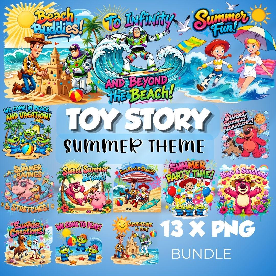 13 Pcs Toy Story PNG Clipart Bundle | High-Quality 4000x4000px | Summer theme | Instant Access | Great for T-Shirts, Stickers, Crafts