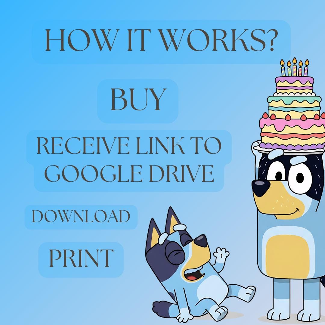 4000px 16 Pcs Bluey and Bingo Birthday Clipart PNG bundle Set - Instant Digital Download, Party Decorations, Invitations