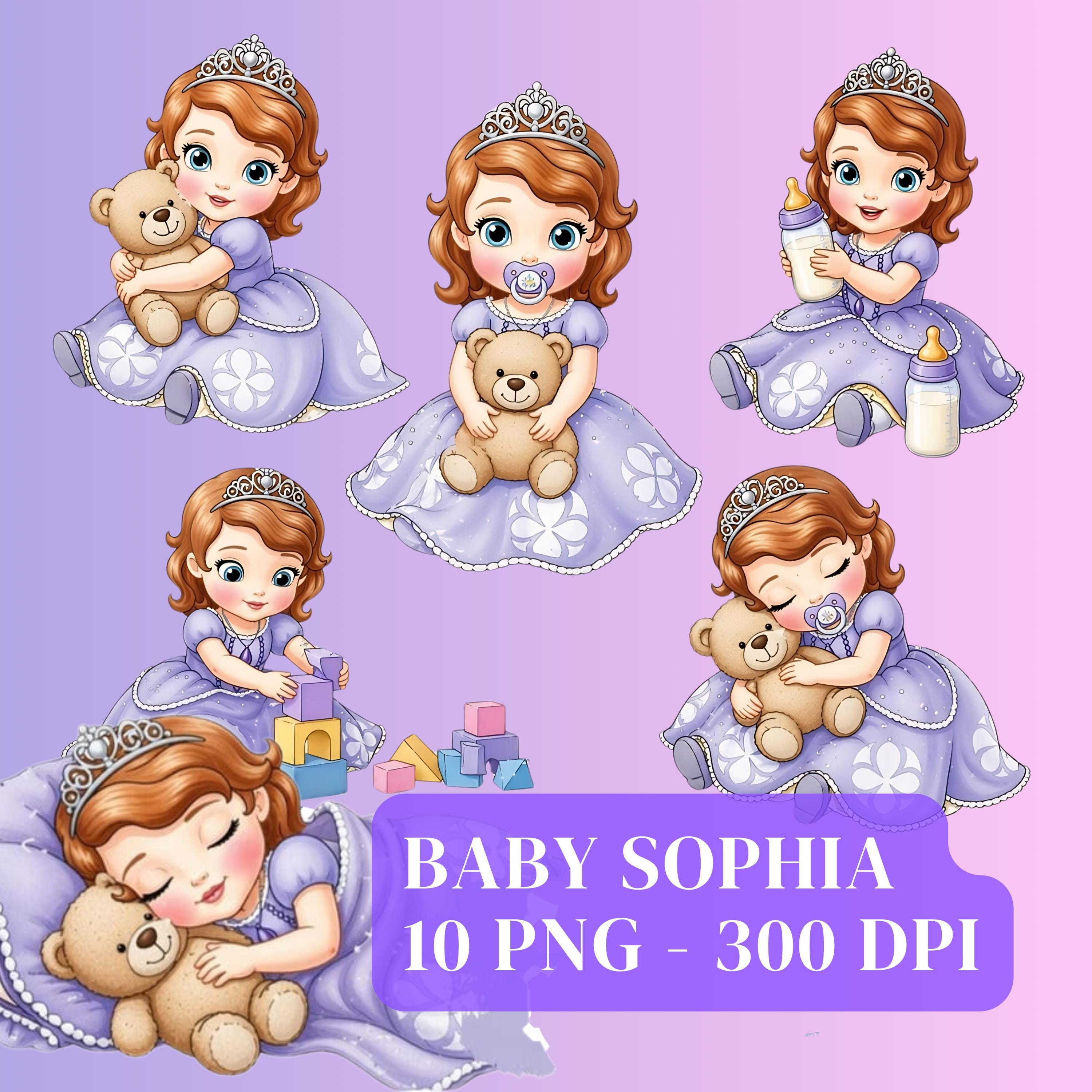 300DPI Princess Sophia the First Cliparts PNG, Watercolor Sophia Clipart, Sophia PNG bundle, Baby Sophia, Kids Nursery Art
