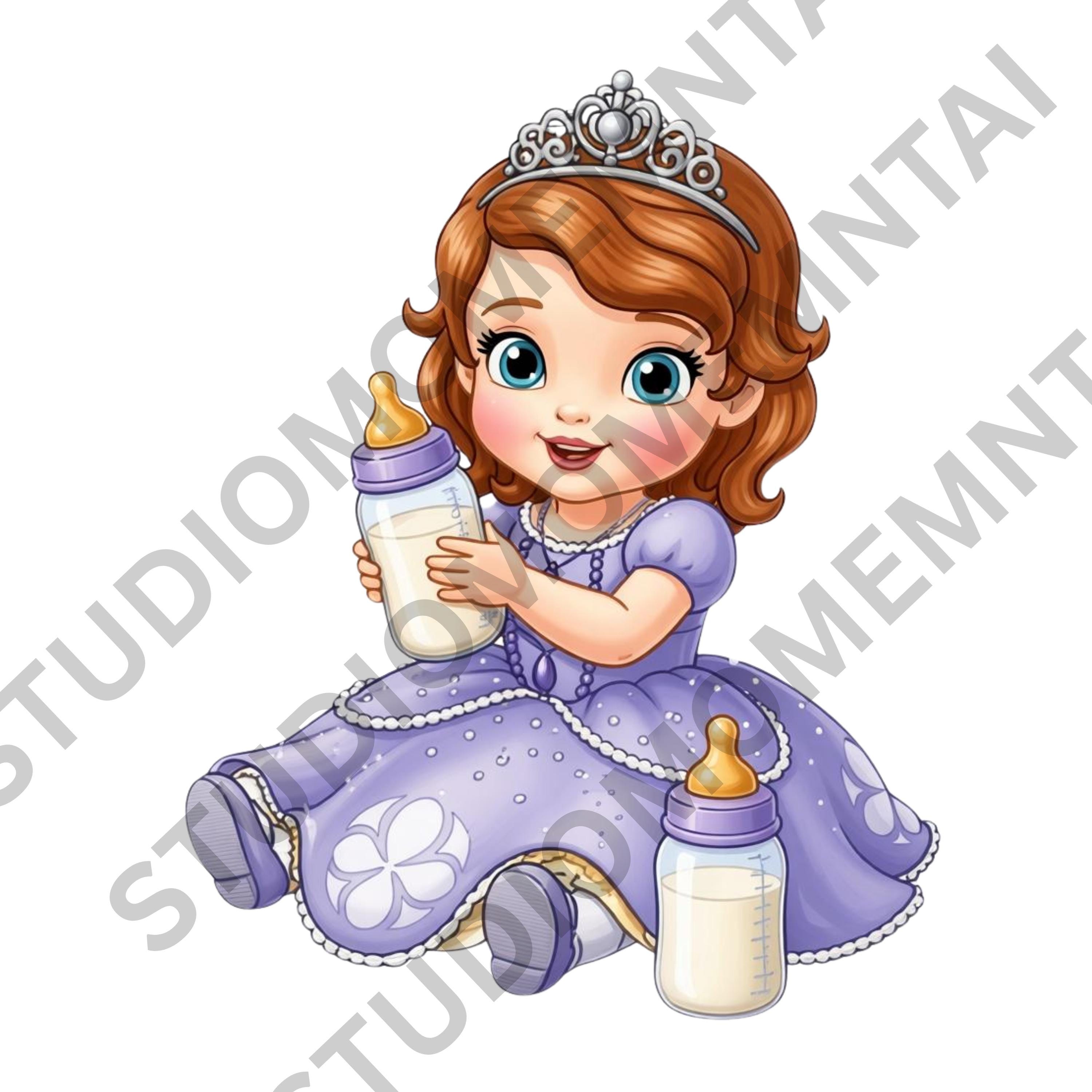 300DPI Princess Sophia the First Cliparts PNG, Watercolor Sophia Clipart, Sophia PNG bundle, Baby Sophia, Kids Nursery Art