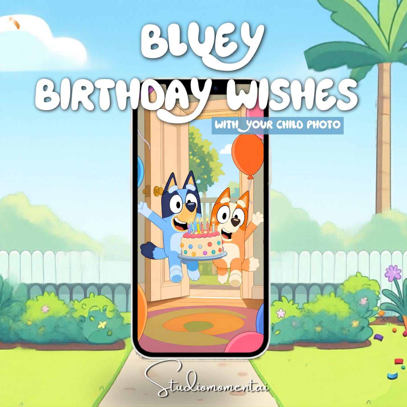 Bluey Birthday Video, Personalized Canva Template with Child Photo, Birthday Wishes from Bluey MP4