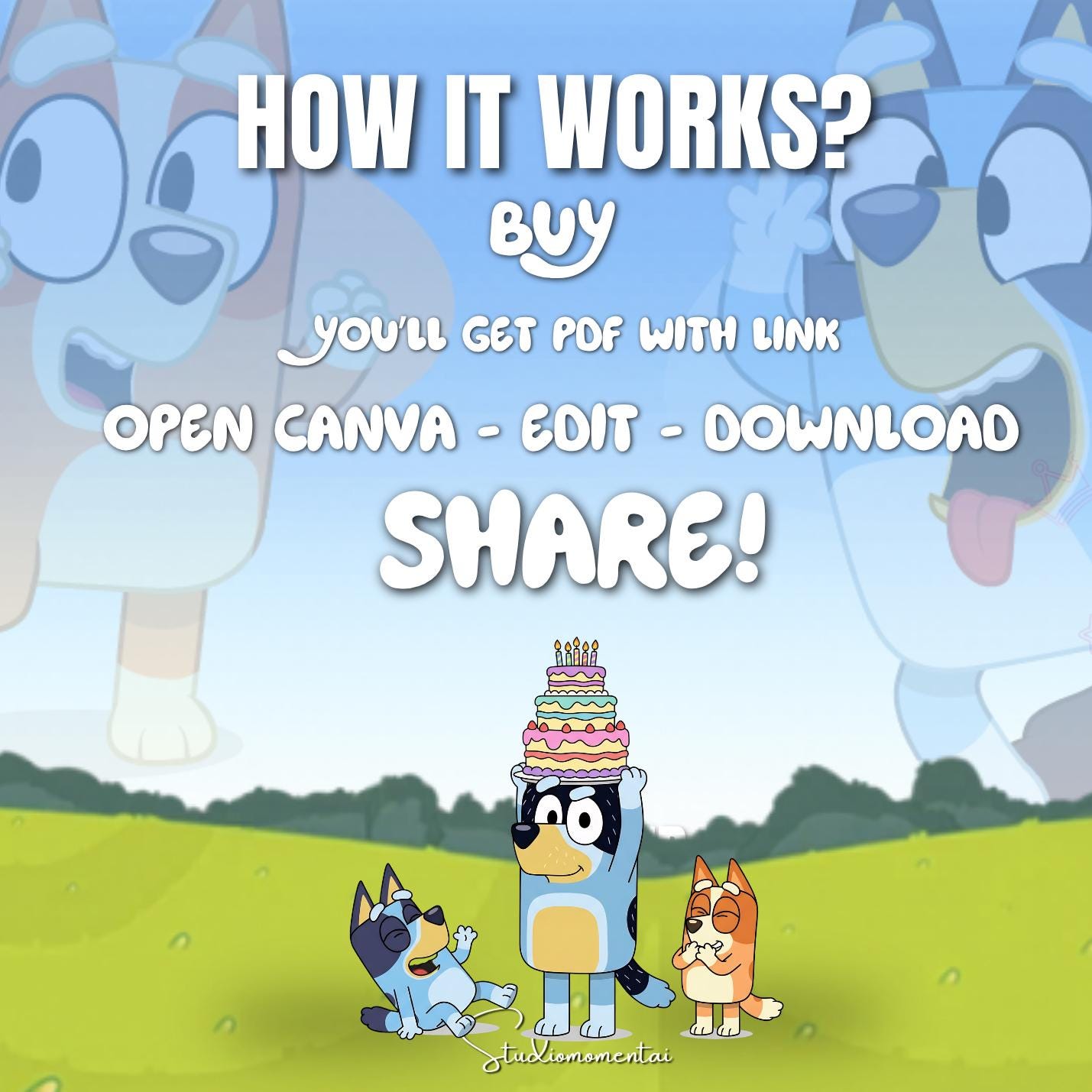 Bluey Birthday Video, Personalized Canva Template with Child Photo, Birthday Wishes from Bluey MP4