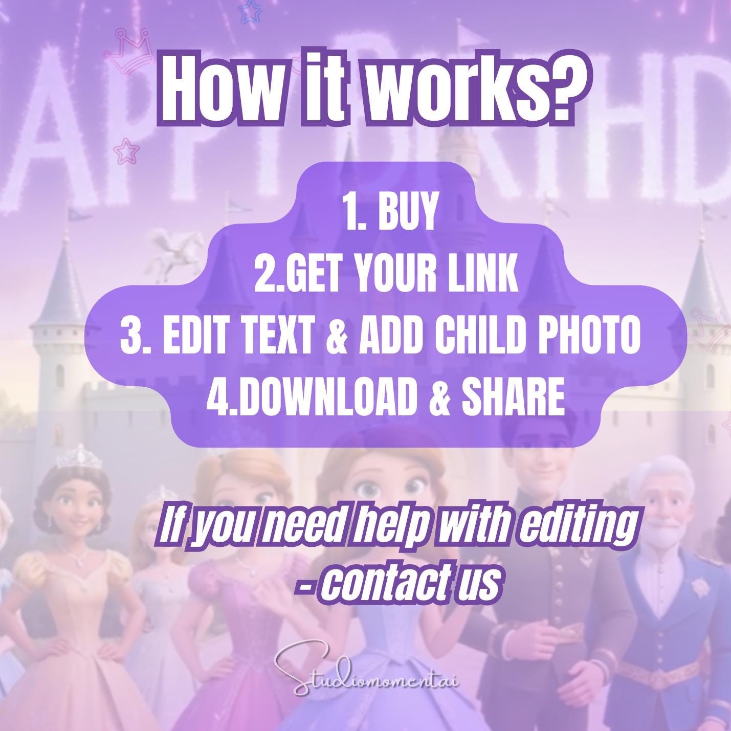 Princess Sophia Inspired Birthday Video Template, Editable Canva Birthday Wishes Video with Child Photo, Purple Princess Digital Invitation
