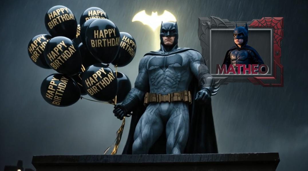 Spiderman Batman Birthday Video Template, Editable Canva Birthday Wishes Video with Child Photo, Superhero Kids Digital Invitation