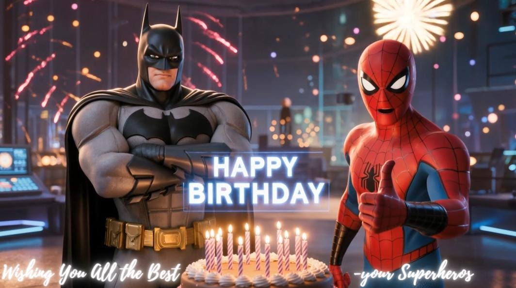 Spiderman Batman Birthday Video Template, Editable Canva Birthday Wishes Video with Child Photo, Superhero Kids Digital Invitation