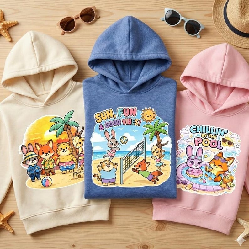 4000px Zootopia Vacation Kawaii style PNG Clipart Bundle | 10 Cute Tropical Graphics | Judy Hopps Nick Wilde Inspired | Digital Stickers