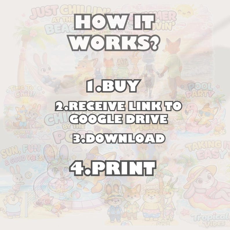 4000px Zootopia Vacation Kawaii style PNG Clipart Bundle | 10 Cute Tropical Graphics | Judy Hopps Nick Wilde Inspired | Digital Stickers