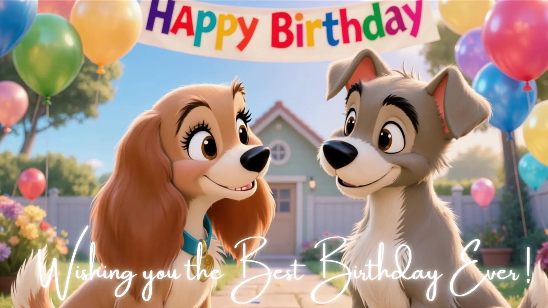 Animated Dog Birthday Party Video for Kids Canva Template, Editable Personalized Message, Digital Gift for Child