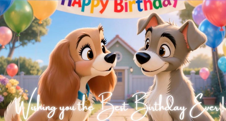 Animated Dog Birthday Party Video for Kids Canva Template, Editable Personalized Message, Digital Gift for Child