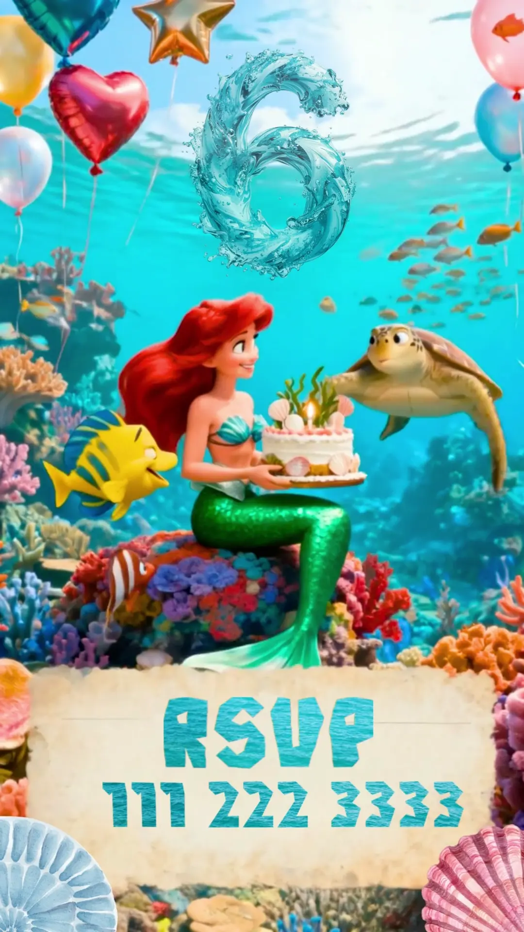 Ariel-inspired birthday video invitation