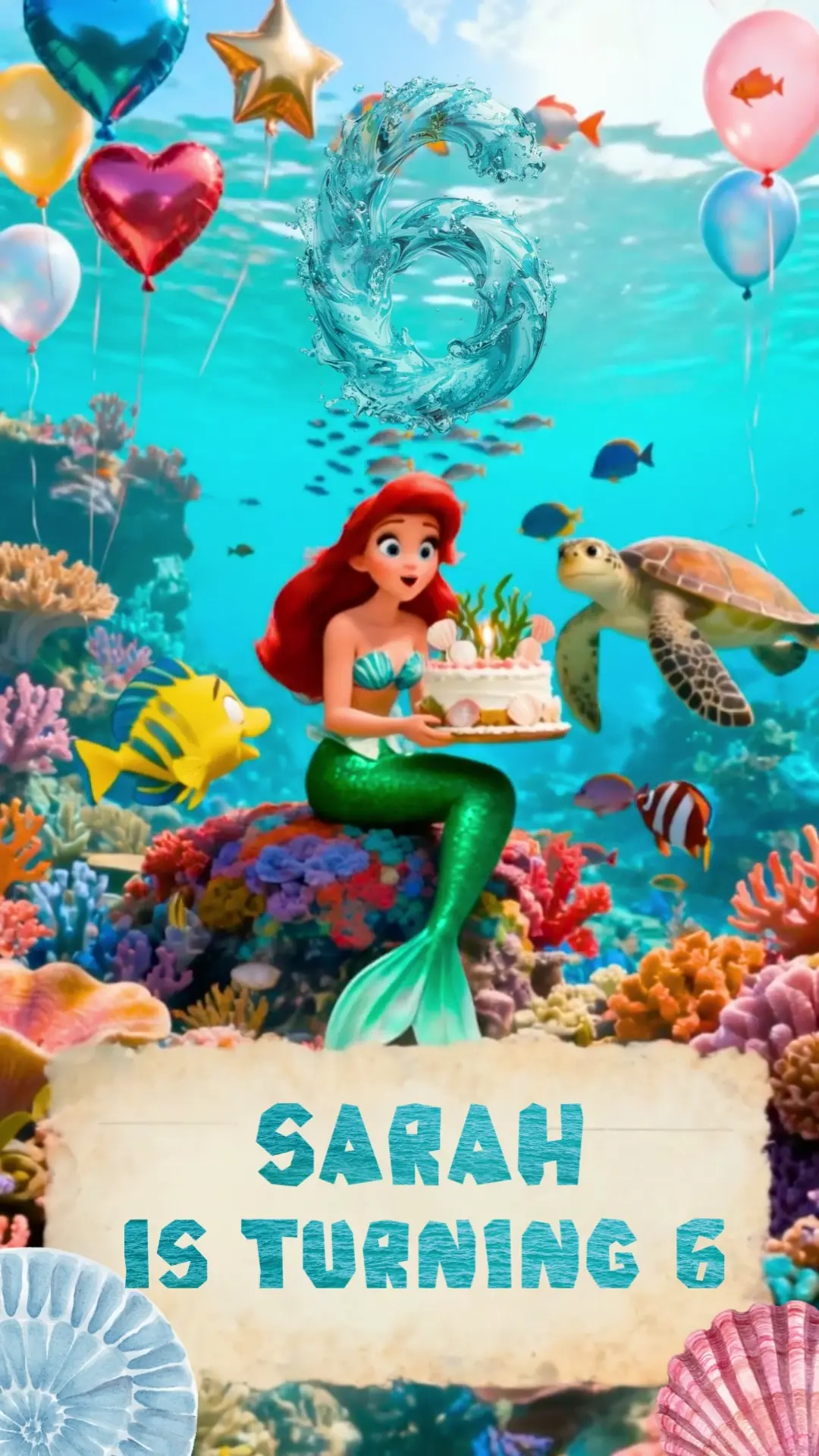 Ariel-inspired birthday video invitation