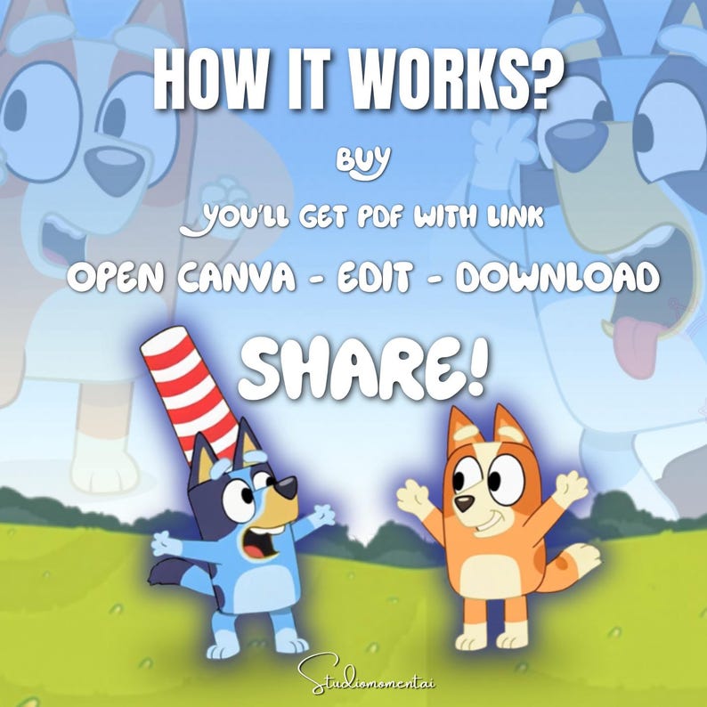 Bluey Birthday Video, Personalized Canva Template with Child Photo, Birthday Wishes from Bluey MP4