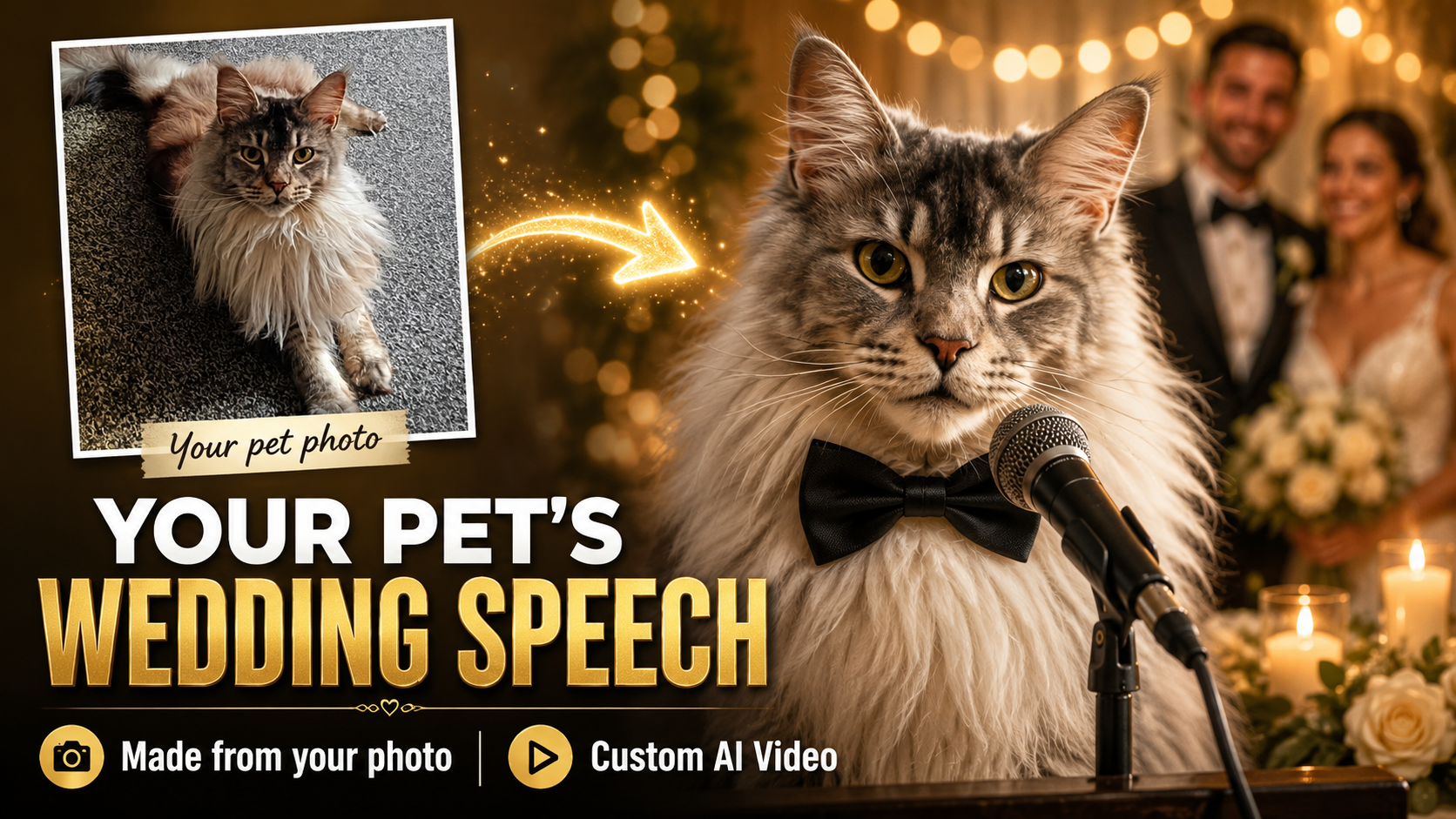 Custom Pet Wedding Speech Video from Photo, Funny AI Wedding Message from Your Dog Cat or Pet, Personalized MP4 Wedding Gift