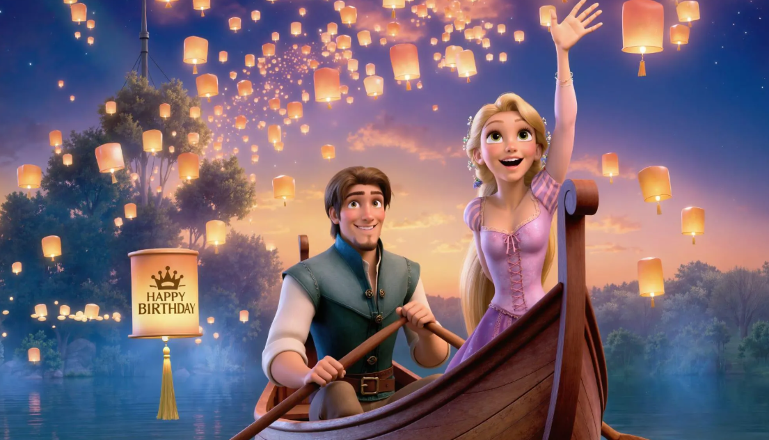 Tangled Rapunzel Birthday Video Template, Editable Canva Birthday Wishes Video with Child Photo, Princess Digital Invitation