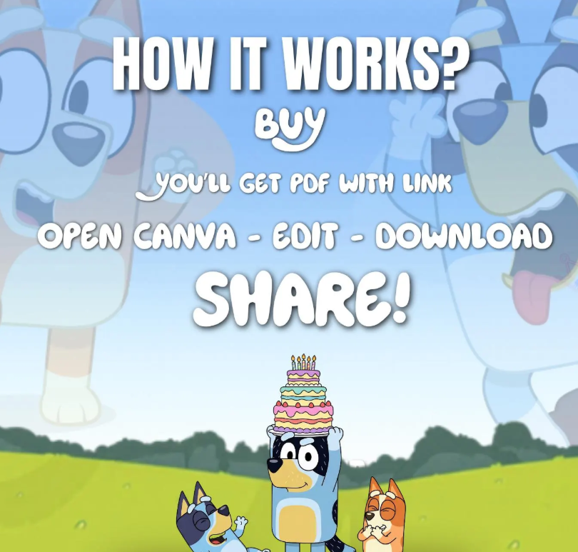 Bluey Birthday Video, Personalized Canva Template with Child Photo, Birthday Wishes from Bluey MP4