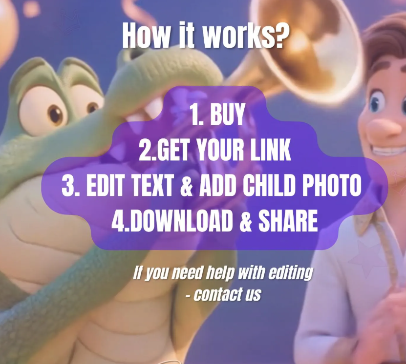 Princess Tiana Birthday Video Wishes, Princess and the Frog Canva Template, Personalized Kids Birthday Video with Photo, Digital Party gift