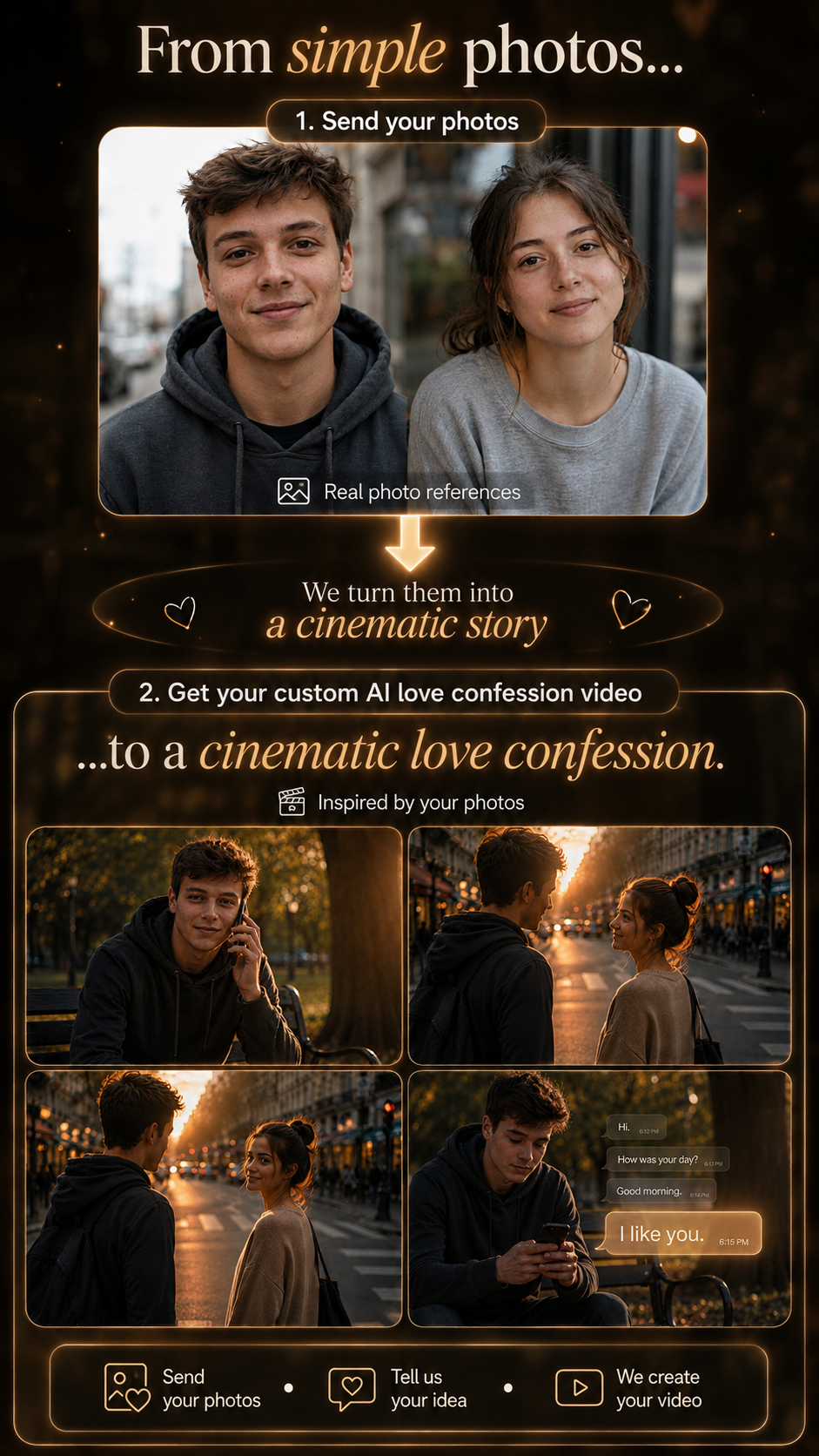 Custom Romantic AI Video from Photos | Personalized Love Confession Movie | Date Proposal Video Gift | AI Love Story MP4 Digital Gift