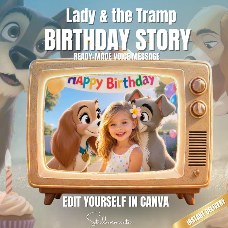 Dog Birthday Video Greeting Canva Template, Editable Kids Birthday Message, Add Photo and Text, Ready Made Voice