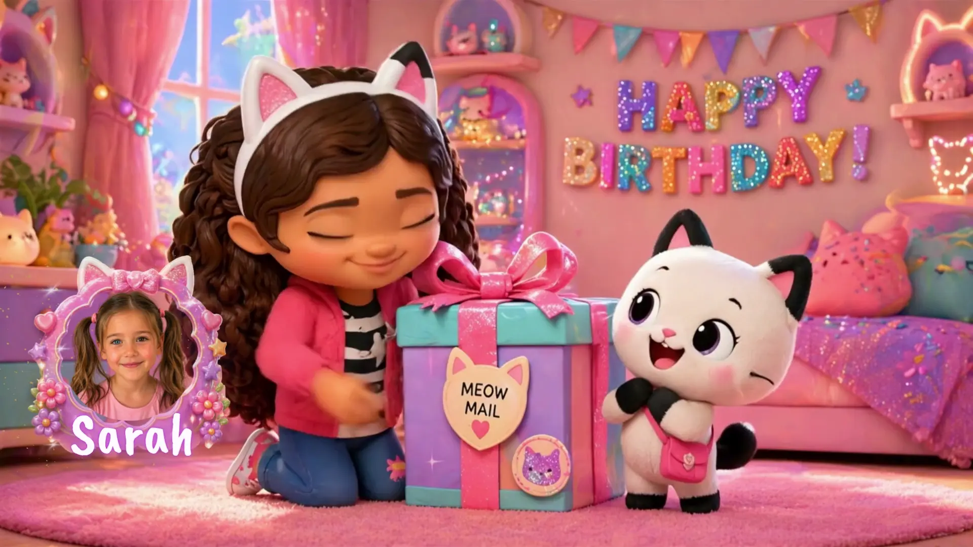 Gabby Dollhouse Birthday Video, Personalized Canva Template with Child Photo, Instant Download MP4 Kids Birthday Wishes