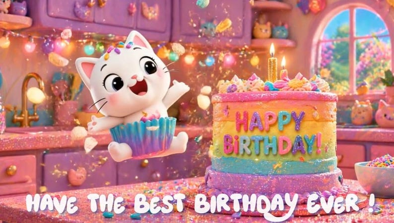 Gabby Dollhouse Birthday Video, Personalized Canva Template with Child Photo, Instant Download MP4 Kids Birthday Wishes