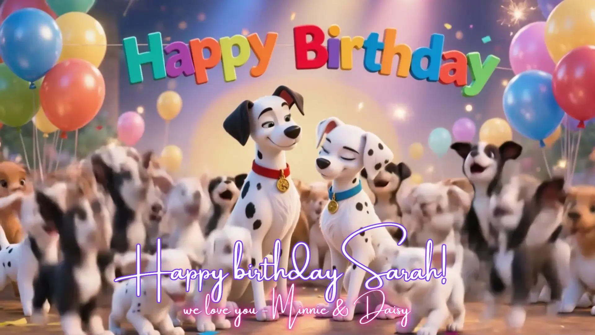 Instant Download | 101 Dalmatians Birthday Video Invitation | Animated Puppy gift| Add Child's Photo & Custom Text | Editable Canva Template