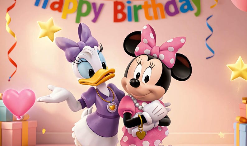 Instant Download | Minnie & Daisy Birthday Video Invitation | Add Child's Photo and Custom Text | Editable Canva Template