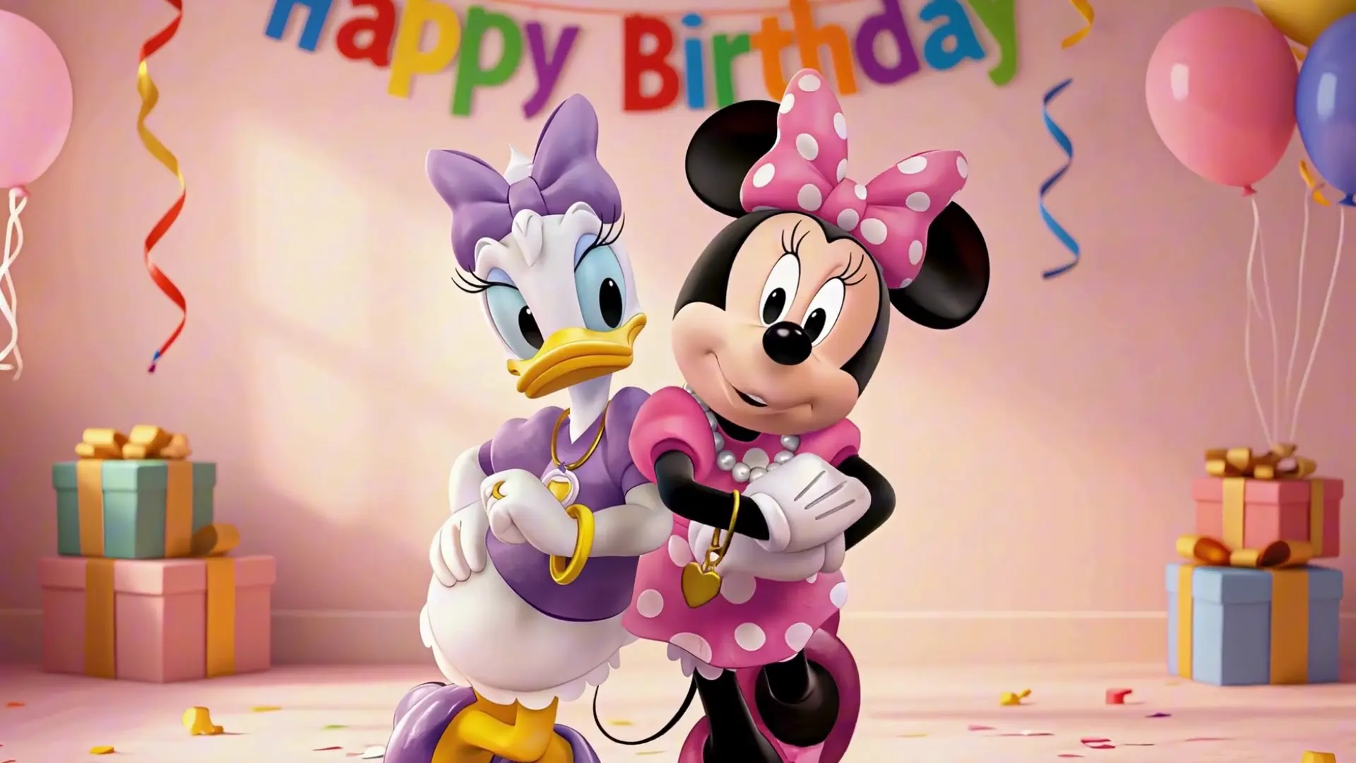 Instant Download | Minnie & Daisy Birthday Video Invitation | Add Child's Photo and Custom Text | Editable Canva Template
