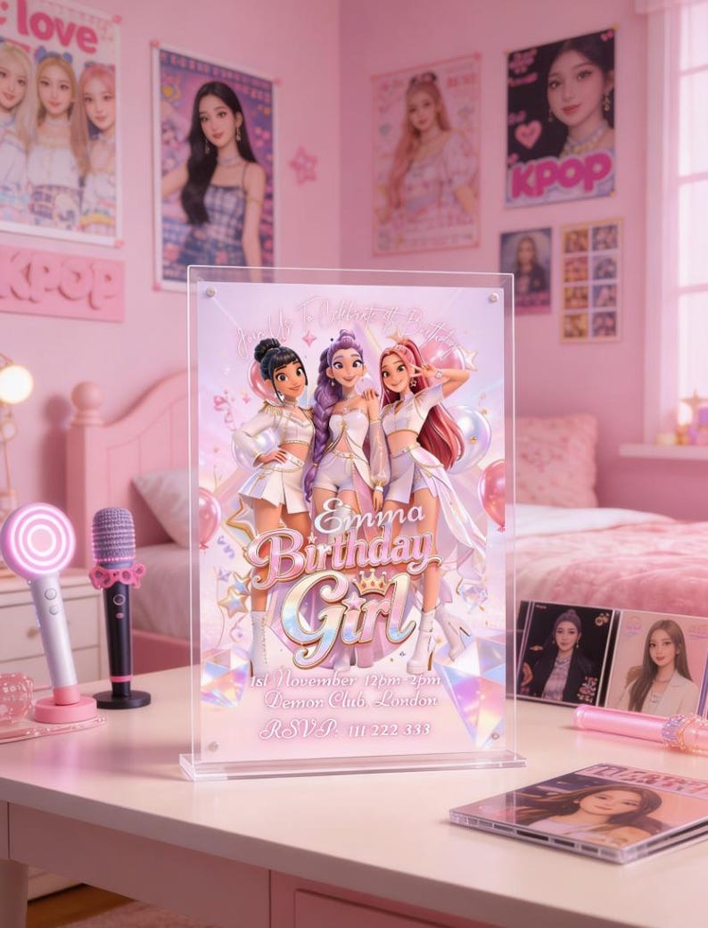 K pop Demon Hunters Birthday Invitation | Editable Party Invite 5x7 Party Card Invitation for girl birthday party