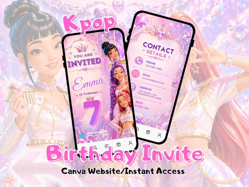 K-pop Demon Hunters Video Invitation Canva Template | Animated Birthday Party Website Invite | Digital Invitation