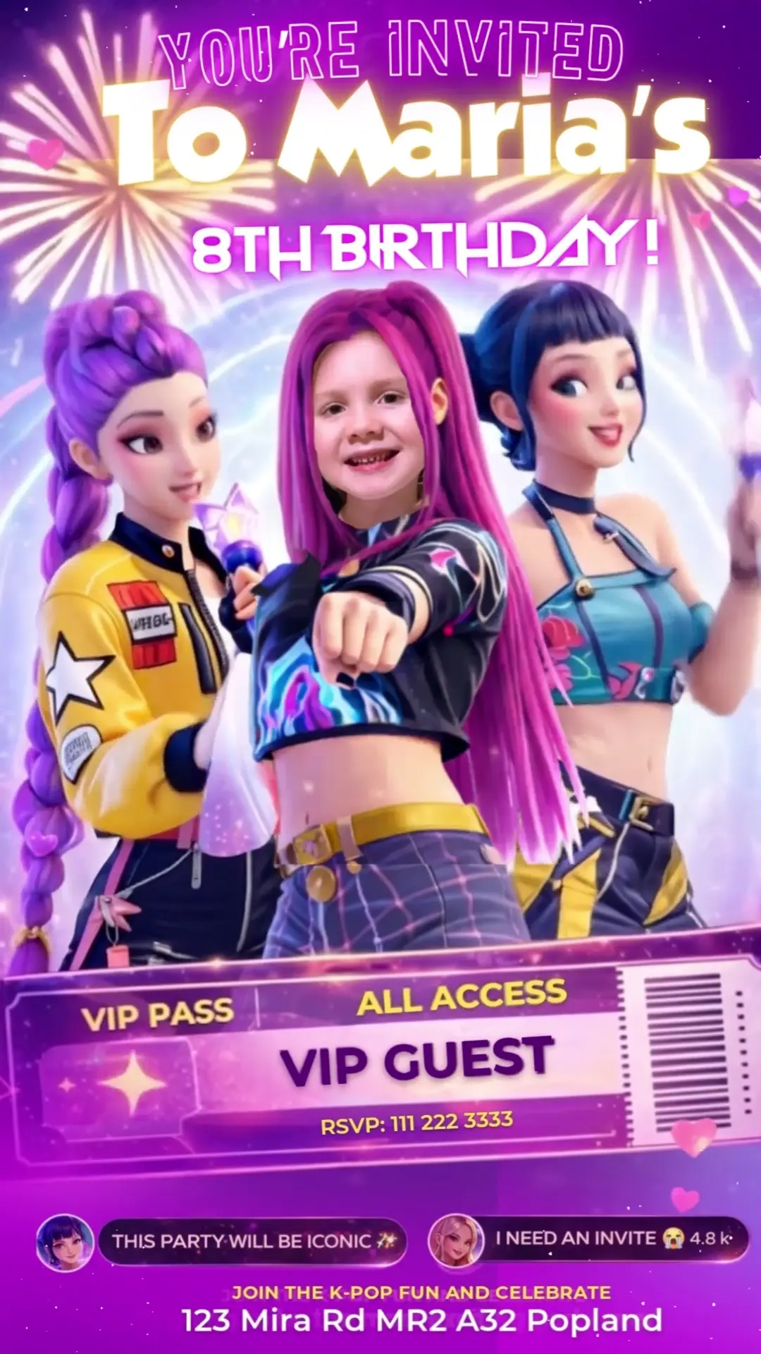 K-pop Demon Hunters video invitation