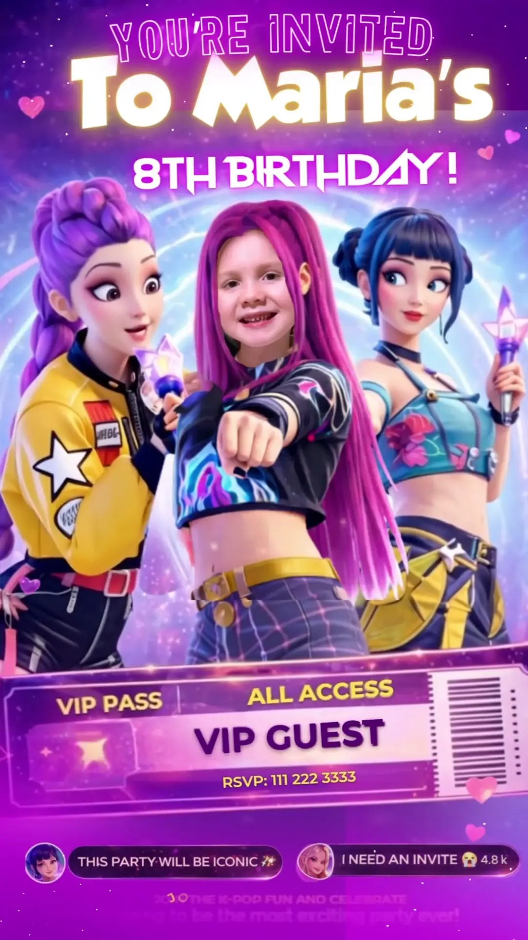 K-pop Demon Hunters video invitation