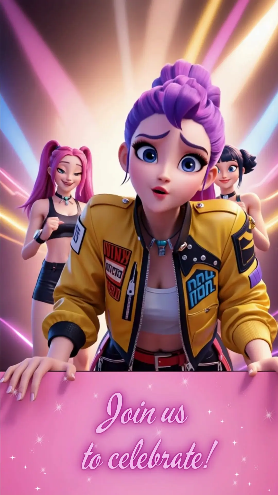 K-pop Demon Hunters party bundle with invitation, ticket and thank-you tag