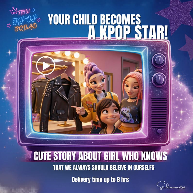 KPOP Demon Hunters Personalized Video, Custom Photo to Cartoon gift Turn Your Child Into a KPOP Star
