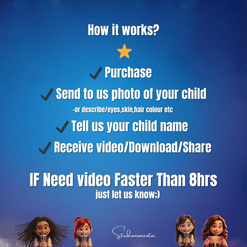 KPOP Demon Hunters Personalized Video, Custom Photo to Cartoon gift Turn Your Child Into a KPOP Star