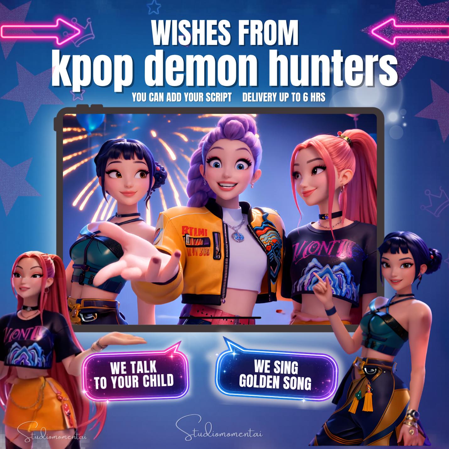 Kpop Demon Hunters Personalized Birthday Video for Kids | Huntrix, Saja Boys, Rumi, Zoey & Mira Inspired K-Pop Character Gift